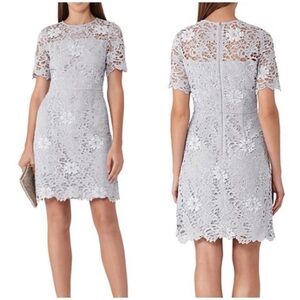 REISS Lina Sequined Floral Lace Mini Dress